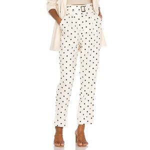 Revolve Tularosa Zuri Womens ivory and black New polka dot paperbag pant XSmall